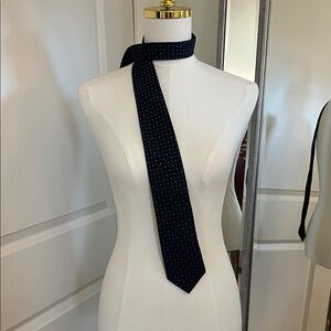 Boss Navy and White Polka dot Silk Cotton Tie